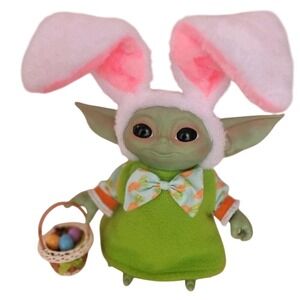 Easter Outfit for 7.5" Baby Yoda Grogu Plush Bunny Ears Basket Eggs Carrot Print